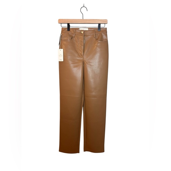 NWT Aritzia Wilfred The Melina Vegan Leather Pant in Saville Beige 0 - Picture 4 of 11